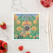 Raccoon Floral Summer スタンダードカクテルナプキン (インサイチュ)