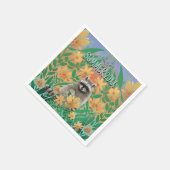 Raccoon Floral Summer スタンダードカクテルナプキン (角)