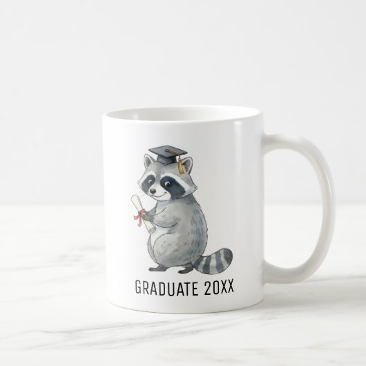 Raccoon Graduation Personalized コーヒーマグカップ (右)