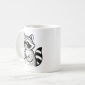 Raccoon Holding Coffee Cup Funny Trash Panda Mug コーヒーマグカップ (正面左)