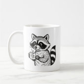 Raccoon Holding Coffee Cup Funny Trash Panda Mug コーヒーマグカップ (左)