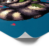 Raccoon Holding Red Rose Cute Raccoon Valentine An ポスター (角)