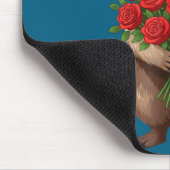 Raccoon Holding Red Rose Cute Raccoon Valentine An マウスパッド (コーナー)