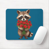 Raccoon Holding Red Rose Cute Raccoon Valentine An マウスパッド (マウス)
