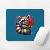 Raccoon Holding Red Rose Cute Raccoon Valentine An マウスパッド (マウス)