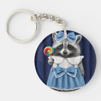 Raccoon in Blue Dress キーホルダー