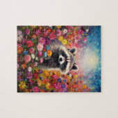 Raccoon in Wildflower Field Jigsaw Puzzle ジグソーパズル (横)