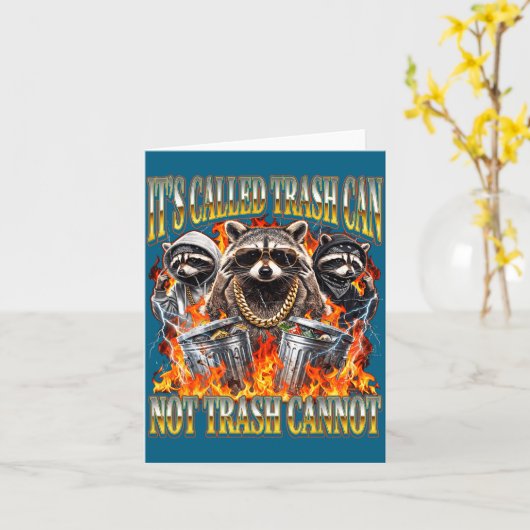 Raccoon It's Called Trash Can Not Trash Cannot Fun カード (黄色い花)