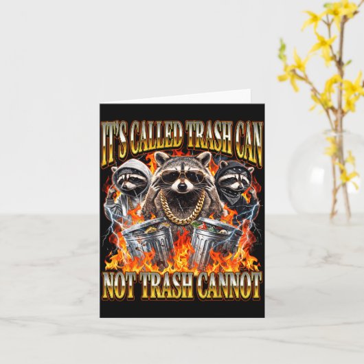 Raccoon It's Called Trash Can Not Trash Cannot Fun カード (黄色い花)