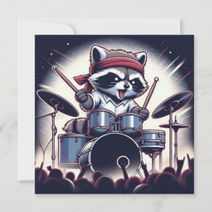 Raccoon Jam：止められずにドラムを叩く サンキューカード