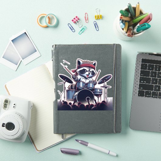 Raccoon Jam:止められずにドラムを叩く シール (iPadカバー)