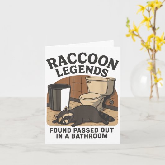 Raccoon Legends Found Ped Out In A Bathroom Trashe カード (黄色い花)