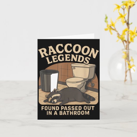Raccoon Legends Found Ped Out In A Bathroom Trashe カード (黄色い花)