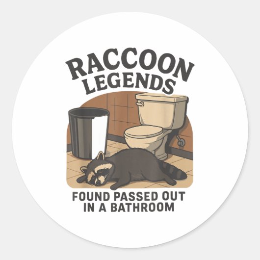 Raccoon Legends Found Ped Out In A Bathroom Trashe ラウンドシール (正面)