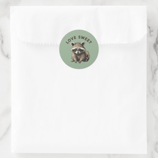Raccoon Love Sweet ラウンドシール (バッグ)