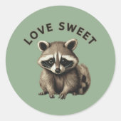 Raccoon Love Sweet ラウンドシール (正面)