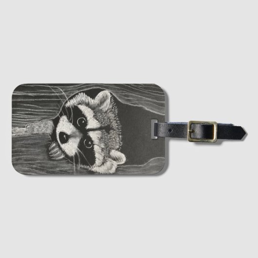 Raccoon luggage tag ラゲッジタグ (正面横)