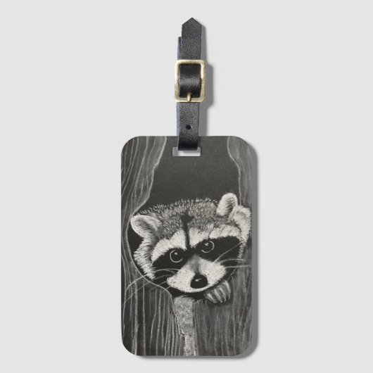 Raccoon luggage tag ラゲッジタグ (正面縦)