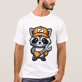 Raccoon Mechanic with Orange Cap Tシャツ