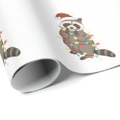 Raccoon Merry Christmas Lights Santa Hat Xmas Snow ラッピングペーパー (ロールコーナー)