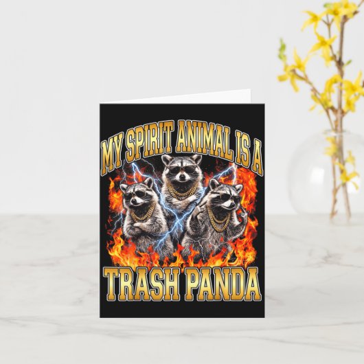 Raccoon My Srit Animal Is A Trash Panda Funny Boot カード (黄色い花)