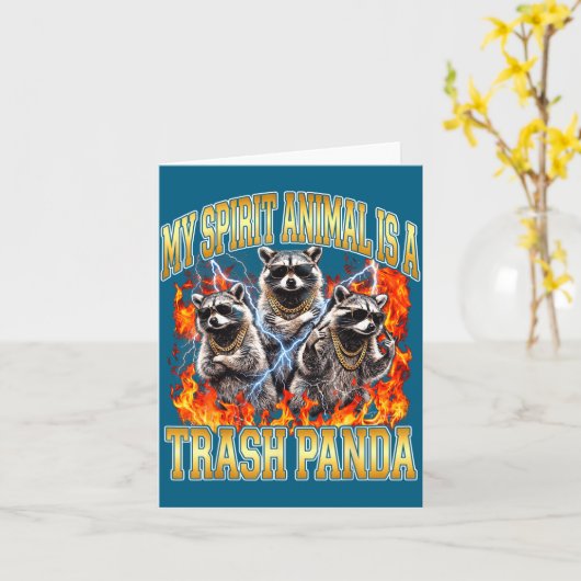 Raccoon My Srit Animal Is A Trash Panda Funny Boot カード (黄色い花)
