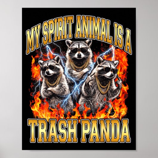 Raccoon My Srit Animal Is A Trash Panda Funny Boot ポスター (正面)