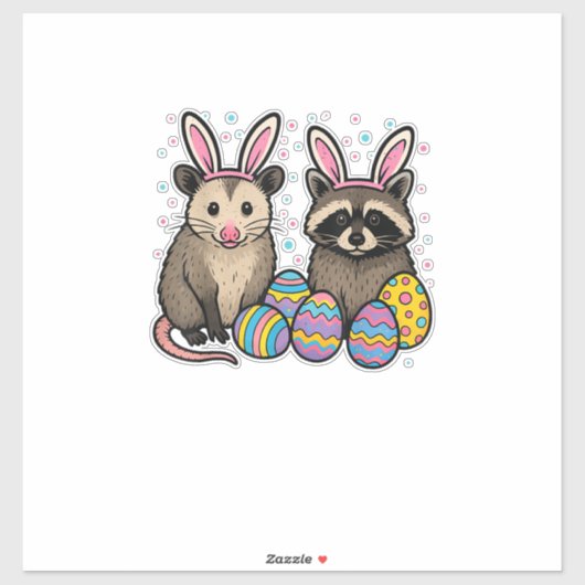 Raccoon Opossum Easter T-Shirt_1 シール (シート)