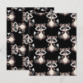 Raccoon Pattern Design Black  ポストカード (正面/裏面)