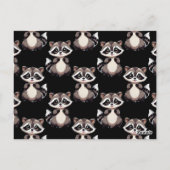 Raccoon Pattern Design Black  ポストカード (裏面)