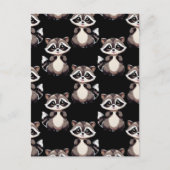 Raccoon Pattern Design Black  ポストカード (正面)
