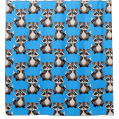 Raccoon Pattern Design Blue  シャワーカーテン (正面)