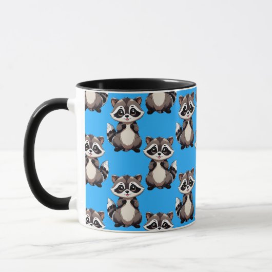 Raccoon Pattern Design Blue  マグカップ (左)