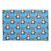 Raccoon Pattern Design Blue  枕カバー (正面)