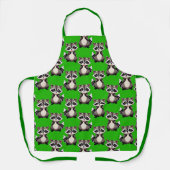 Raccoon Pattern Design Green  エプロン (正面)