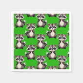 Raccoon Pattern Design Green  スタンダードカクテルナプキン (正面)