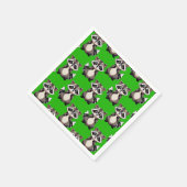 Raccoon Pattern Design Green  スタンダードカクテルナプキン (角)