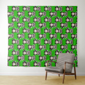 Raccoon Pattern Design Green  タペストリー (インサイチュ(横))
