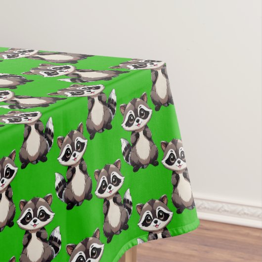 Raccoon Pattern Design Green  テーブルクロス (インサイチュ)