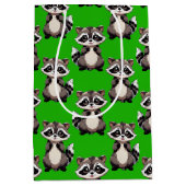 Raccoon Pattern Design Green  ミディアムペーパーバッグ (正面)