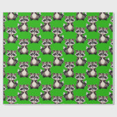 Raccoon Pattern Design Green  ラッピングペーパー (フラット)