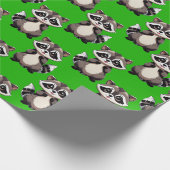 Raccoon Pattern Design Green  ラッピングペーパー (角)