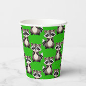 Raccoon Pattern Design Green  紙コップ (裏面)
