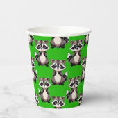 Raccoon Pattern Design Green  紙コップ (左)