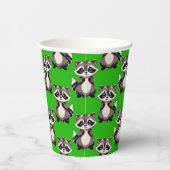 Raccoon Pattern Design Green  紙コップ (右)