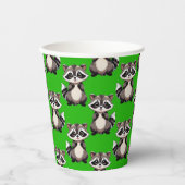 Raccoon Pattern Design Green  紙コップ (正面)