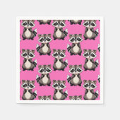 Raccoon Pattern Design Pink  スタンダードカクテルナプキン (正面)