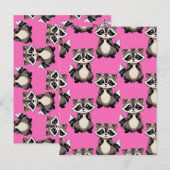 Raccoon Pattern Design Pink  ポストカード (正面/裏面)