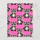 Raccoon Pattern Design Pink  ポストカード (正面)