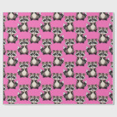Raccoon Pattern Design Pink  ラッピングペーパー (フラット)